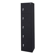 Sandusky Lee LF55151866-09 Black Steel Powder Coat 5 Tier Welded Storage Locker, 66" Height x 15" Width x 18" Depth, 5 Shelves