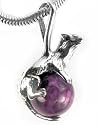 Sterling Silver Ferret or Mink Purple Amethyst Pendant