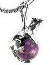Sterling Silver Ferret or Mink Purple Amethyst Pendant