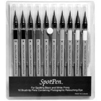 SpotPen Warm Tone Black & White Print Retouching Pen Set, Set of 10 Pens from Light Gray to Dark Black
