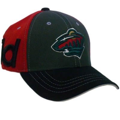 NHL LNH ZEPHYR Z HAT CAP MINNESOTA WILD STRETCH FLEX FIT SMALL RED GRAY BLACK