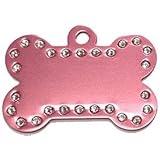 Swarovski Crystal Pet ID Tags - Bone Shape - 5 Colors (Pink)