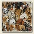 Tumbled tile trivet ~ Just Dogs ~ 7 inch square ~ code 611