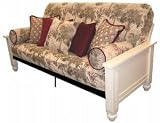 Cottonwood Cottage White Solid Wood Arm with Steel Grid Mainframe Convertible Futon Frame