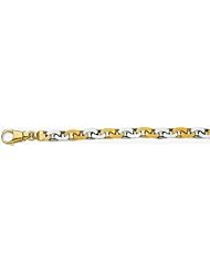 8mm Fancy Two Tone Gold Link Bracelet 9"