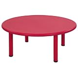 Ecr4kids 45" Round Resin Table - 22"H Red