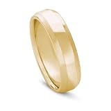 14k Gold Flat Top Comfort Fit Men's Wedding Band with Beveled Edges, 6mm