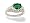14K White Gold Oval Created Emerald and Diamond Antique Style Ring - Size 4