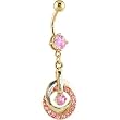 Pink 24kt Gold Plated Cubic Zirconia Entangled Hoop Belly Ring