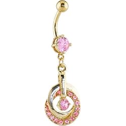 Pink 24kt Gold Plated Cubic Zirconia Entangled Hoop Belly Ring
