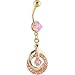 Pink 24kt Gold Plated Cubic Zirconia Entangled Hoop Belly Ring