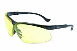 Uvex S3767 Genesis Reading Magnifiers Safety Eyewear +2.0, Black Frame, Amber Ultra-Dura Hardcoat Lens