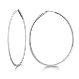 Micro Prong Set 14K White Gold Diamond Hoop Earring (0.90 ctw)