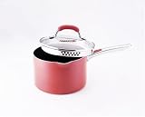 Farberware Accents 3-Quart Straining/Pouring Covered Saucepan, Red