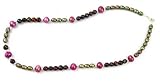 Sterling Silver and Cultured Freshwater Pearl Necklace Green and Purple