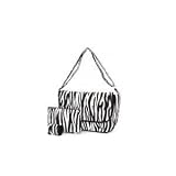 Belvah Quilted Zebra Print Messenger Diaper Bag 3pc. Set (Black/White)