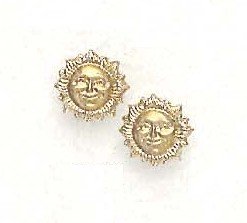 Childrens Toyshop  Jewelry : 14k Yellow Childrens Sun Screw-Back Earrings