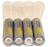 Hitech - 4 AA Rechargeable 2500mAh Ni-Mh Batteries for Panasonic Lumix DMC-LZ7 / Lumix DMC-LS70 Digital Camera (FREE Battery Case).