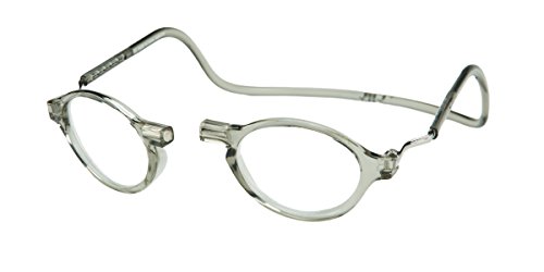 CliC Magnetic Classic Reading Glasses, Grey, +1.75