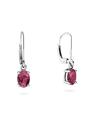 Genuine Pink Tourmaline 14kt White Gold Lever Back Earrings