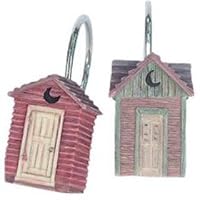 Linda Spivey Out House Bathroom Curtin Decor Outhouse Shower Curtain Hooks Rings Holders
