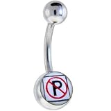 NO PARKING SIGN Logo Belly Button Ring