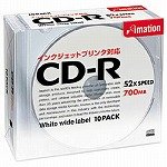 イメーション CDR 700MB ワイドエリアフリープリント(ホワイト) スリムケース入り10枚パック CDR80PWBx10P