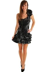  One Shoulder Cotton/Denim/Polyester/Spandex  Dress With Ruffles