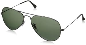 Ray-Ban RB3025 Aviator Large Metal Sunglasses 62 mm, Polarized,Gunmetal Frame/Crystal Green Polarized Lens