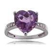 Amethyst and Diamond Heart Ring in 14 Karat White Gold