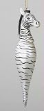 6" African Safari White and Black Striped Zebra Glass Finial Christmas Ornament