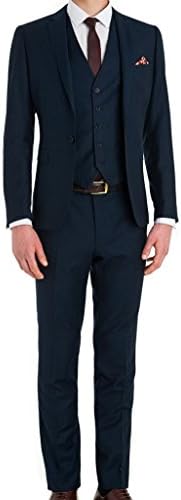 AMORSTORE Men's Modern Fit Flannel Green One Button Single Breasted 3 Piece Suit