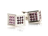 Swarovski Amethyst Mini Crystal Silver Cufflinks with Presentation Box
