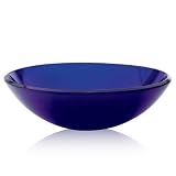 Decolav 1000T-CB 17-Inch Round Tempered Frosted Glass Vessel, Cobalt