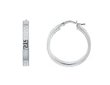 Medium Greek Key Hoop Earring in White Gold