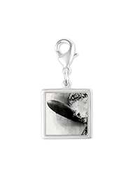 CafePress Burning Zeppelin Silver Square Charm Silver Square Charm