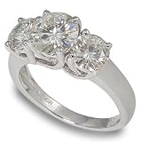 7.5/6.0mm Round Moissanite 3 Stone Ring