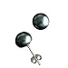 Enhanced Black 4.5-5mm AAAA Cultured Pearl Platinum Overlay Sterling Silver Stud Earrings (LS1B)