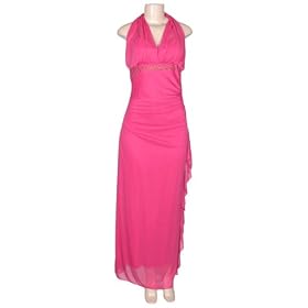 Click here to buy Stylish Halter Shirred Side w Ruffle Trim Long Evening  Prom  Bridesmaid Dress by DCD.