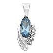 14K White Gold London Blue Topaz and Diamond Pendant