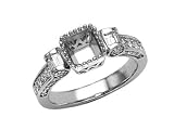 0.60 cts Baguette Diamonds Engagement Ring - Platinum, 14kt White or Yellow Gold