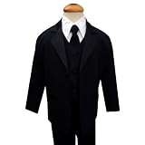 New Boys Usher with Tie Tuxedo Suit Tux Set Black From Baby to Teen
