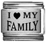 Clearly Charming I Heart my Family Laser Etched Italian Charm