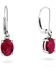 Created Ruby 14kt White Gold Lever Back Earrings