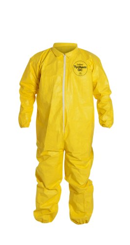 DuPontTychem 2000 Disposable Chemical Resistant Coverall with Elastic Cuff and Serged Seams, Yellow, 4X-Large, 12-Pack