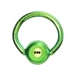 18 Gauge 1/4" Green Anodized Titanium Ball Captive Ring