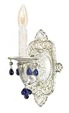 Crystorama 5201-AW-BLUE Paris Flea Market - One Light Wall Sconce, Antique White Finish - Murano Crystal