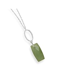 CleverSilvers 32 Inch Necklace With Faceted Green Aventurine Drop
