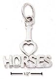 Sterling Silver I Love Horses Charm