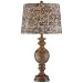 Weathered Wood Finish French Script Shade Table Lamp